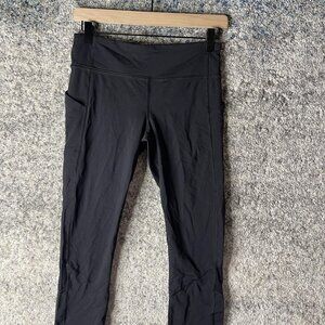 Lululemon Pants‎ Womens 6 Black Run Inspire Crop Mesh Pockets Athletic Leggings